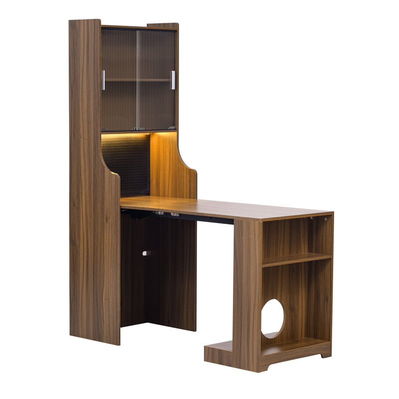 Modern Walnut Multi-Functional Cat House Cabinet - , Stylish, Storage Multi-Purpose Pet Beautiful Color, Peg Board