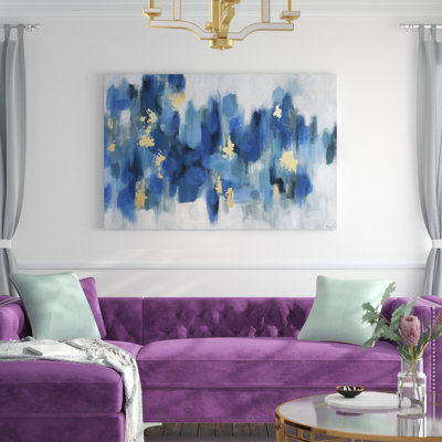 «Blurry Blue Flowers II» par Parvez Taj, reproduction d'art sur toile tendue
