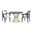 Table de salle à manger ronde en chêne foncé de 42 pouces avec un maximum d'espace pour les jambes, une table en placage d'apparence en bois massif et 2 chaises rembourrées en noyer de 3 po de grain