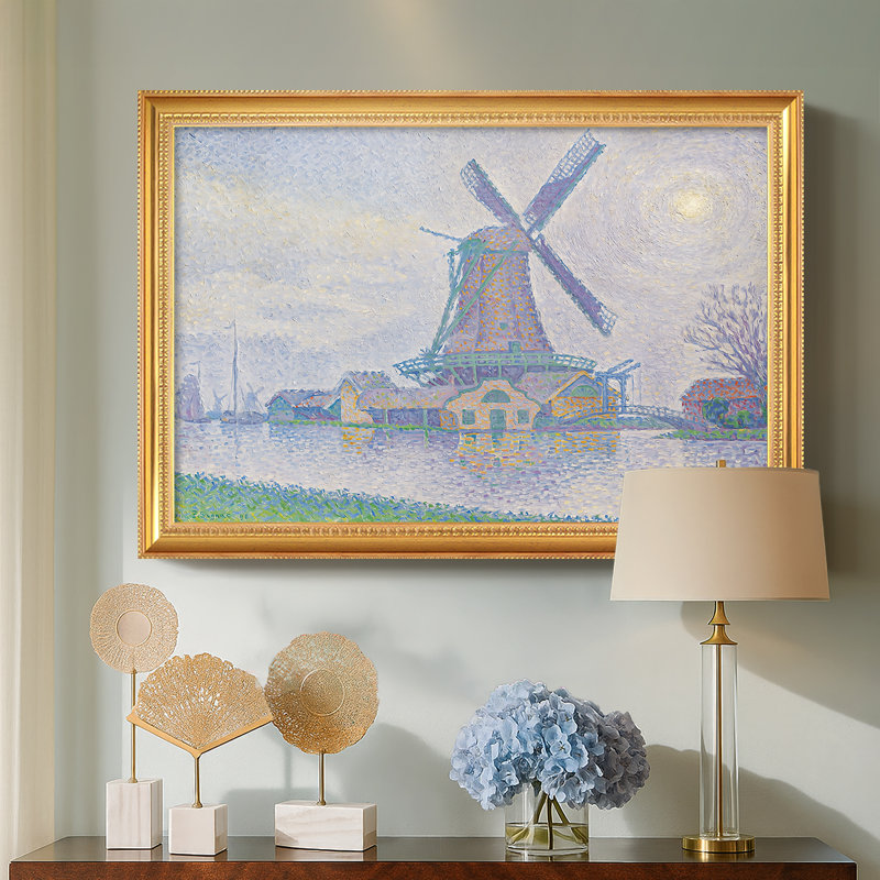Moulin d'Edam (Moulin d'Edam), 1896 - Paul Signac - Toile encadrée sur mesure, Or florentin perlé, Non, 24 x 34