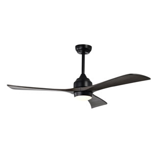 52 Inch Ceiling Fan with Lights and Remote Control - Quiet DC Motor 3 Blade Reversible Ceiling Fan for Living Room, Bedroom, Office (Matte Black with Black Walnut Blades)