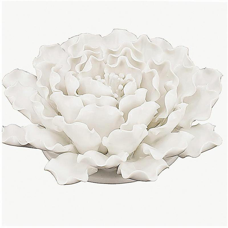 Décoration murale en céramique crème faite à la main D7,3 x 2,8 po