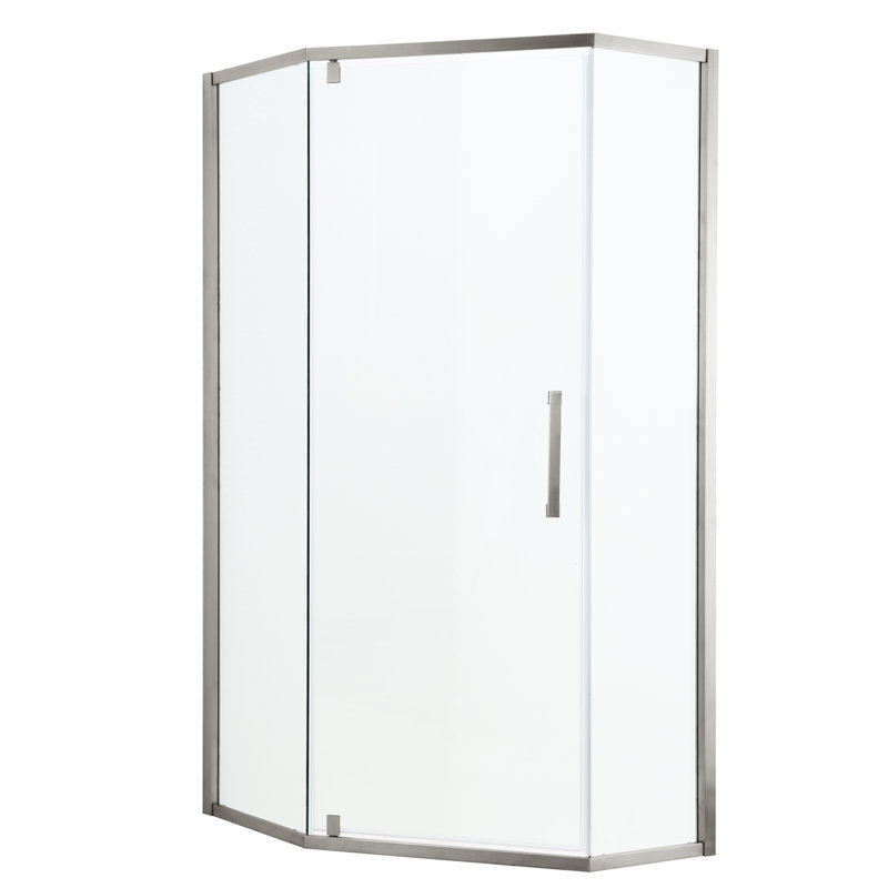 Cabine de douche semi-rectangulaire en nickel brossé, 34 1/8 po x 72 po - Porte de salle de bain à la mode 72 po, perfectionnement fonctionnel