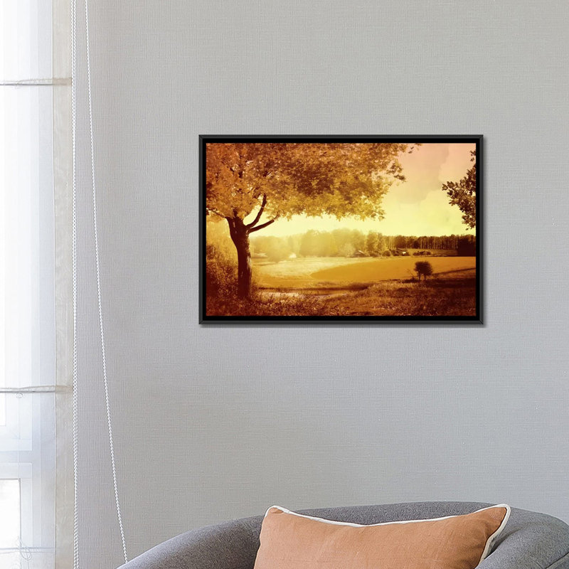 «Golden Country» par Pi Studio - impression sur toile tendue, H 18 po x l 26 po x P 1,5 po, Toile avec cadre noir
