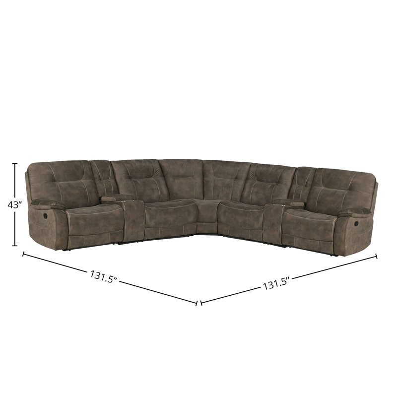 Karliyah 7 Piece Modular Manual Reclining Sectional, Shadow Brown