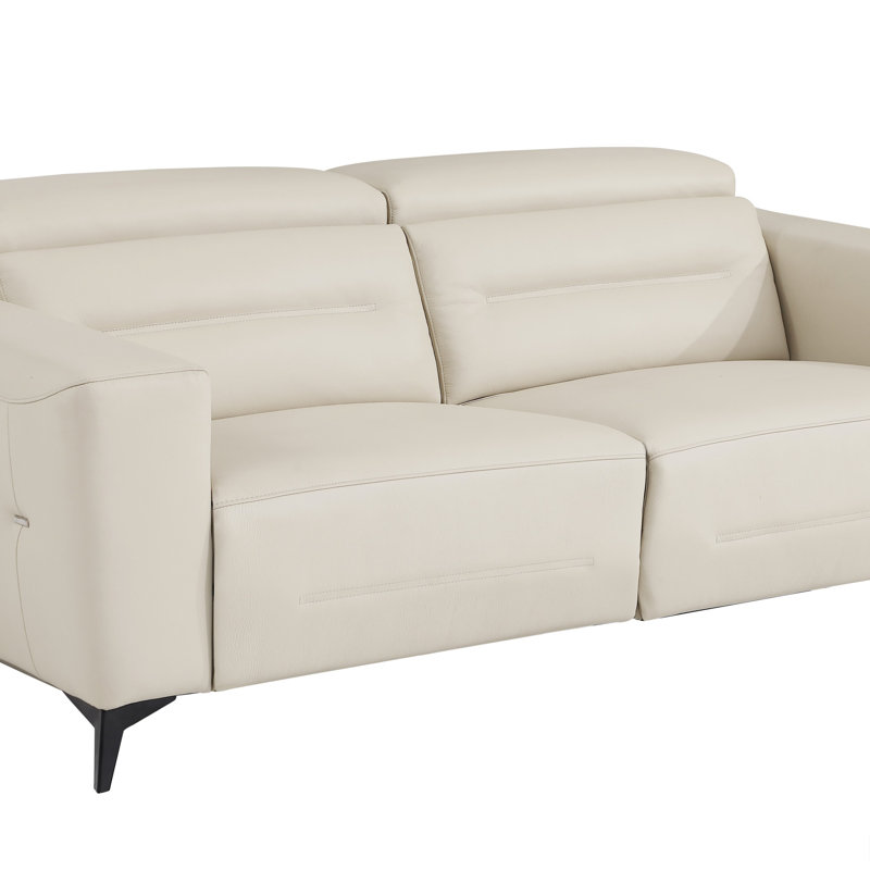 Causeuse inclinable électrique en cuir Wilkish, Beige