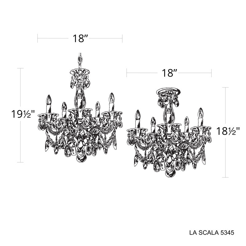 La Scala 5 - Light Chandelier, Florentine Bronze, Heritage Clear