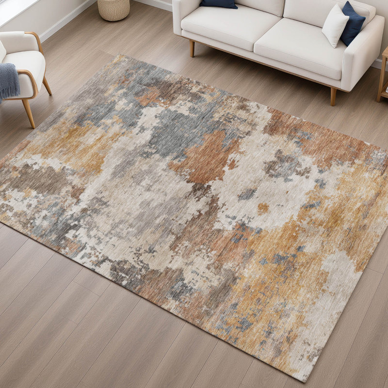 Premium Machine Washable Mayfield AMF2144 abstract Rug, Paprika, 2'6" x 3'10"
