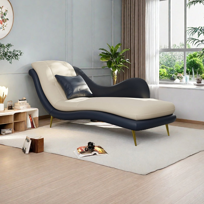 Chaise longue Robichaux , Bleu clair / beige, Orienté à gauche (vu de face)