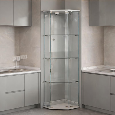 Rangement verrouillable en bois d'ingénierie de 64,17 pouces de haut pour vitrine de coin