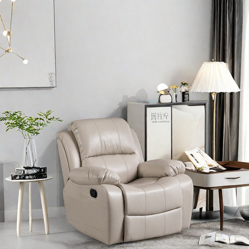 Fauteuil inclinable ergonomique avec fauteuil inclinable pivotant en similicuir, Crème