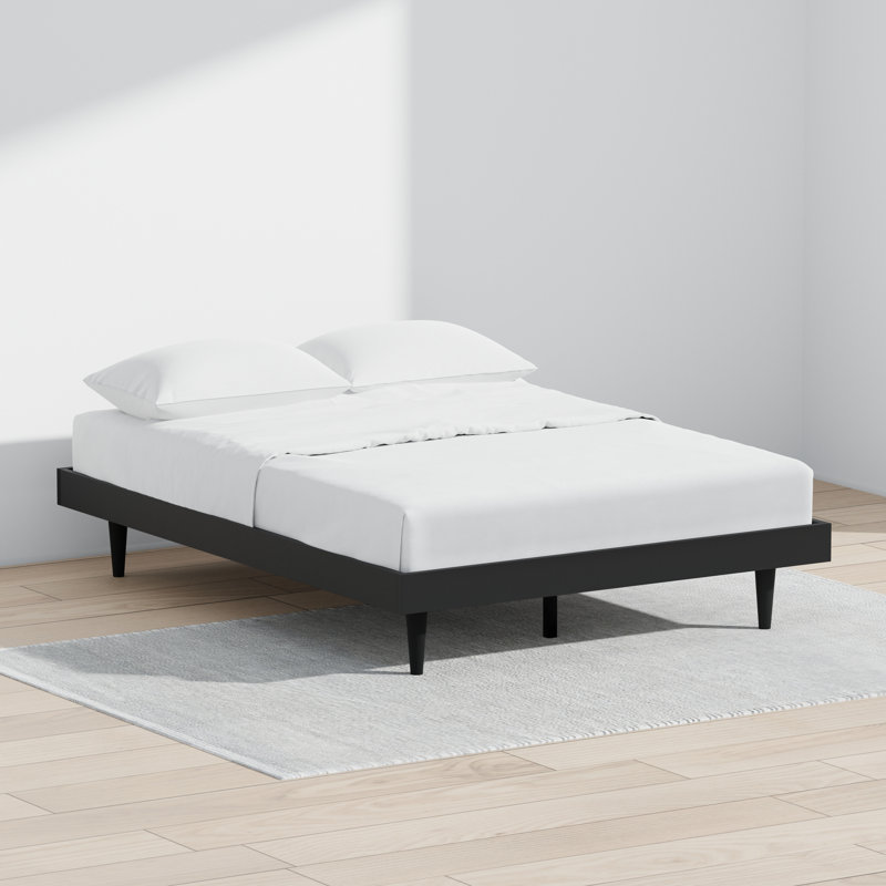 Wojcik Modern Wooden Bed Frame, Full, Black