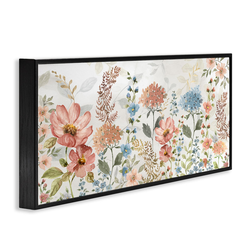 Az-392 - Fleurs printanières pastel encadrées par Nan Print, Giclée encadrée noir minuit, H 13 po x l 30 po x P 1,5 po