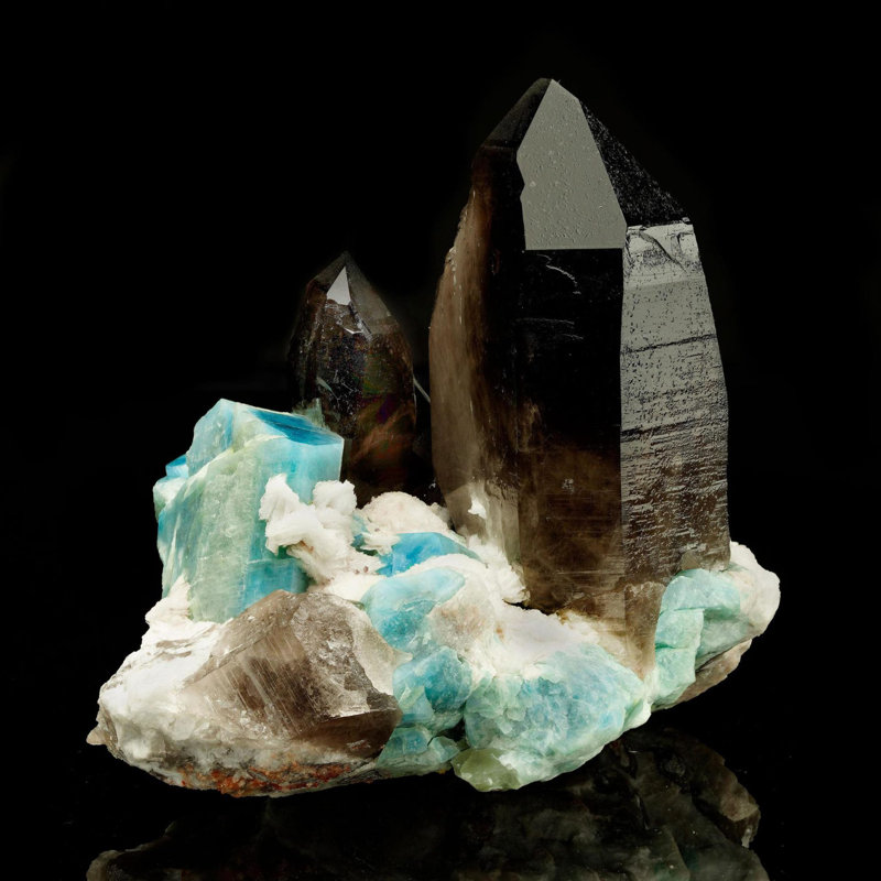 Quartz fumé avec Amazonite et albite