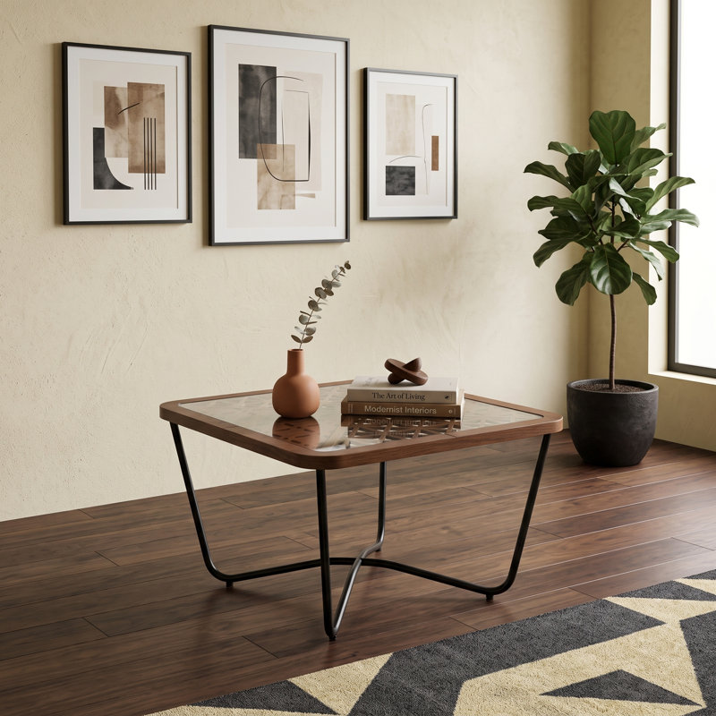 Square Coffee Table with Glass Top
