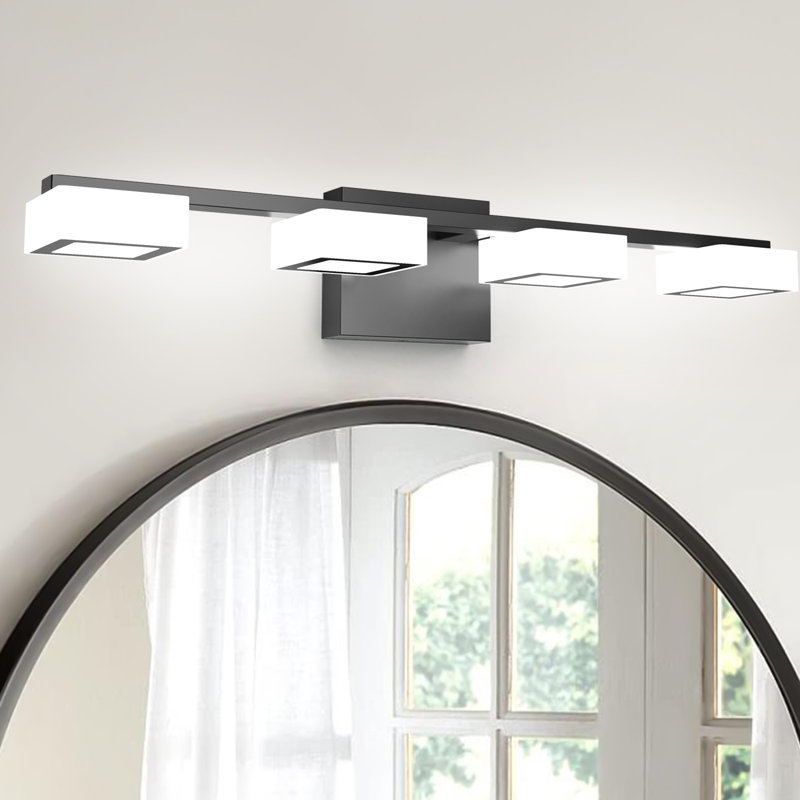 Luminaires de salle de bain à DEL modernes, lumières de meuble-lavabo à intensité variable avec 5 modes de couleur, luminaires muraux en acrylique noir mat au-dessus du miroir, réglable de 2 700 à 6 500 K