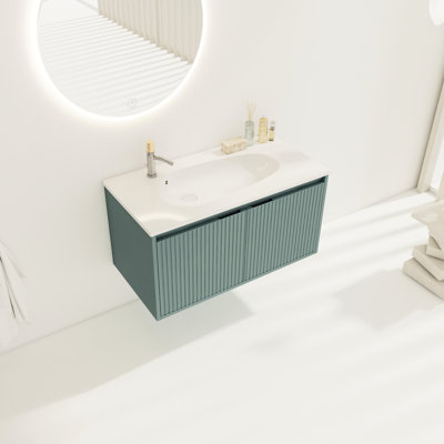 Meuble-lavabo mural moderne avec lavabo en résine