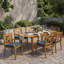 Ensemble repas d'extérieur en bois d'acacia 7 pièces 67,75 "-85,43" avec coussins et table extensible, teck-131279675