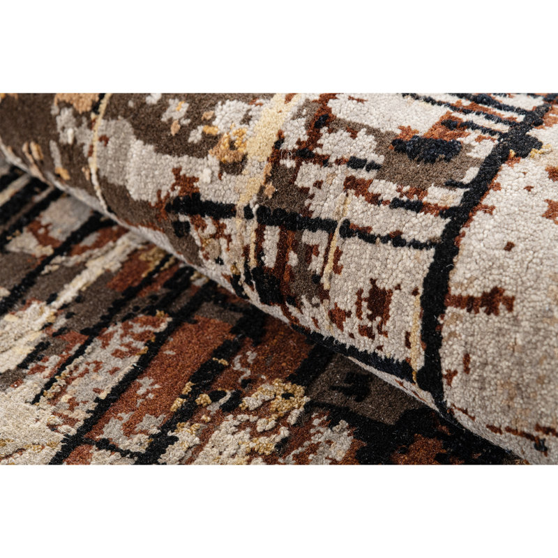 Handmade Silk and Wool Abstract Area Rug