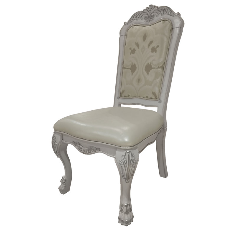 Ensemble de 2 chaises d'appoint capitonnées ivoire et blanc os