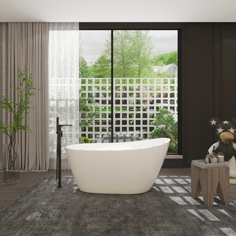 Free Standing Tub 67" x 30" Deep Soaking Bath Tub Acrylic Freestanding Bathtub J29 Stand Alone tub