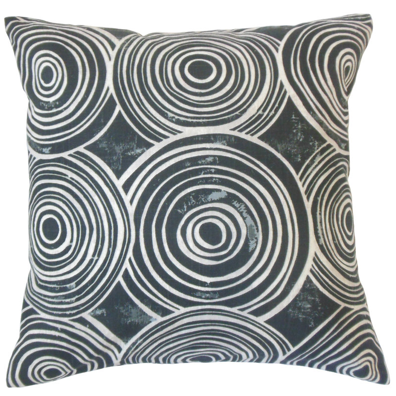 Coussin décoratif en coton géométrique ahuva, Khôl, 24 po x 24 po