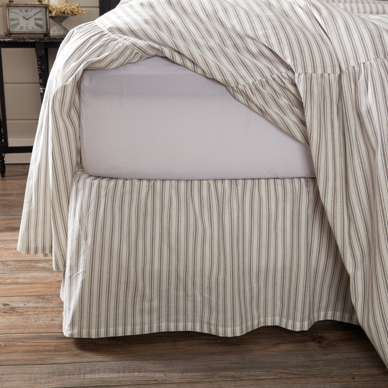 Jupe de lit très grand à volants gris indémodable 80 po x 78 po x 16 po, Gris, Très grand lit