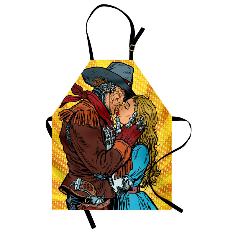 Tablier East Urban Home Western unisexe, robot Steampunk, taille adulte, jaune et brun