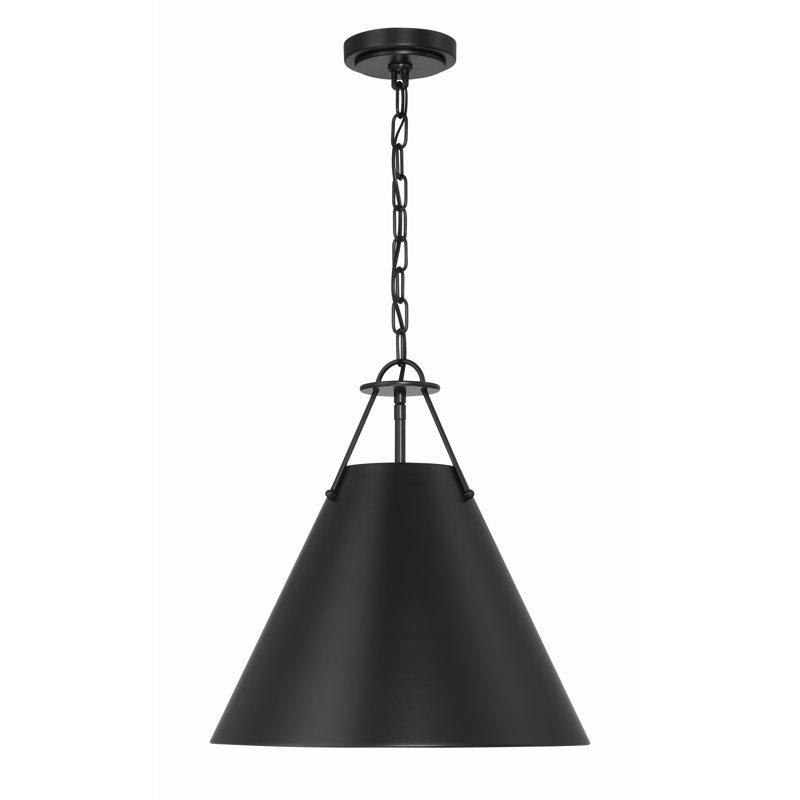 Kinston 3-Light Metal Dimmable Cone Pendant, Black, Black