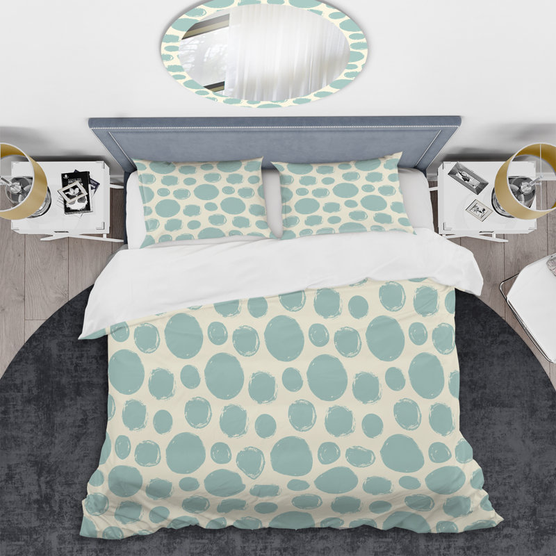 Motif de cercle vert - ensemble de housse de couette abstrait - polyester microfibre