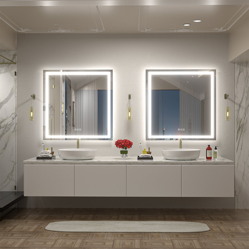 UL Certified Front & Back LED Anti-Fog Tempered Glass Bathroom/ Vanity Mirror - Basics by Wayfair™, 36" x 36"