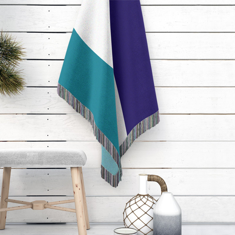 Couverture en coton Charlotte, L 60 po x L 80 po, Bleu sarcelle / blanc / mauve foncé, Basketball Charlotte