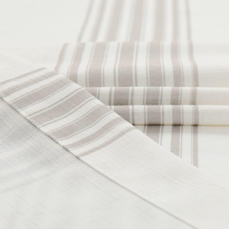 Striped Linen Valance Curtain 16 Inch Vertical Striped Valance For Kitchen Bathroom Light Filtering Window Treatment Rod Pocket Farmhouse Rustic Semi Sheer Short Window Curtain 1 Panel