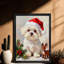 Art encadré noir, petit chien mignon de Noël rétro, impressions encadrées de style rétro-1135756608