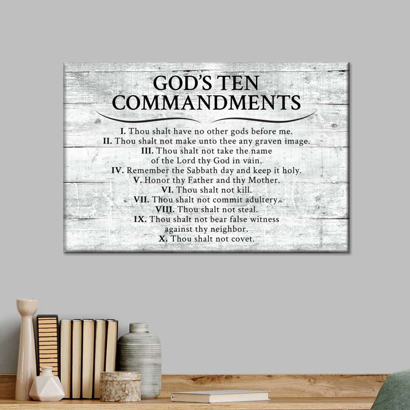 Ten Commandments Gray Canvas Print, 30" H x 45" W x 1.25" D