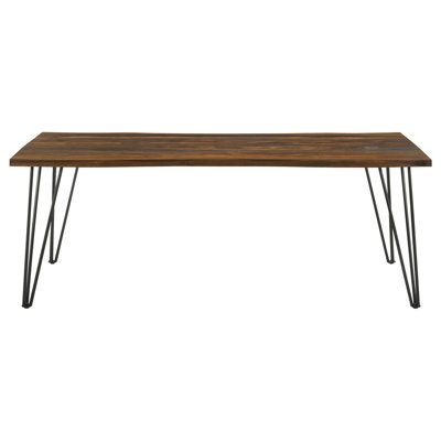 Emory Sheesham Grey And Gunmetal Dining Table With Live-Edge