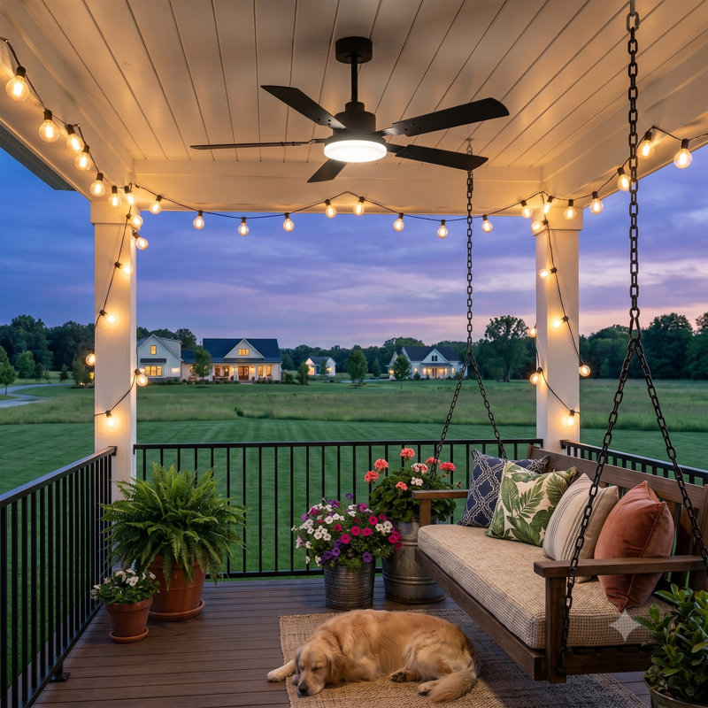 48''/52''/72'' Modern Ceiling Fan with Light, 3CCT LED, Remote Control, 6-Speed Reversible DC Motor, Double-Sided Black/Walnut Blades, Timer, Indoor & Covered Outdoor