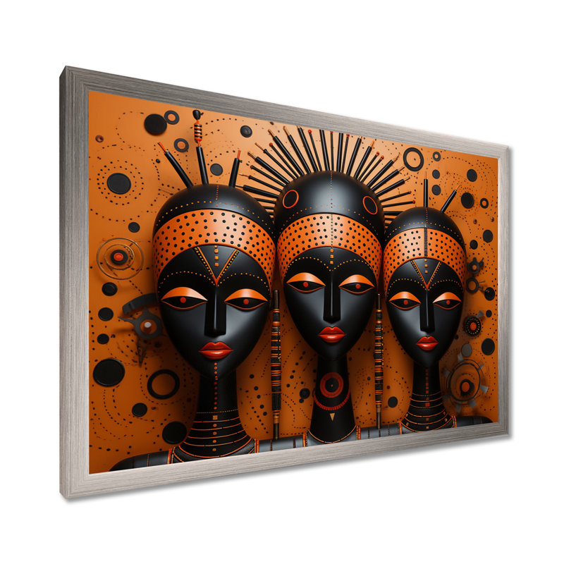 «African Tribal Rhythms IV - Tribal africain, reproductions encadrées, H 16 po x l 32 po x P 1 po, Cadre simple argenté