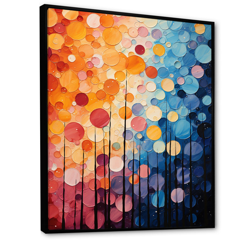 Mid Century Retro Rhythms II - Décoration murale abstraite, H 20 po x l 12 po x P 1 po, Cadre flottant noir