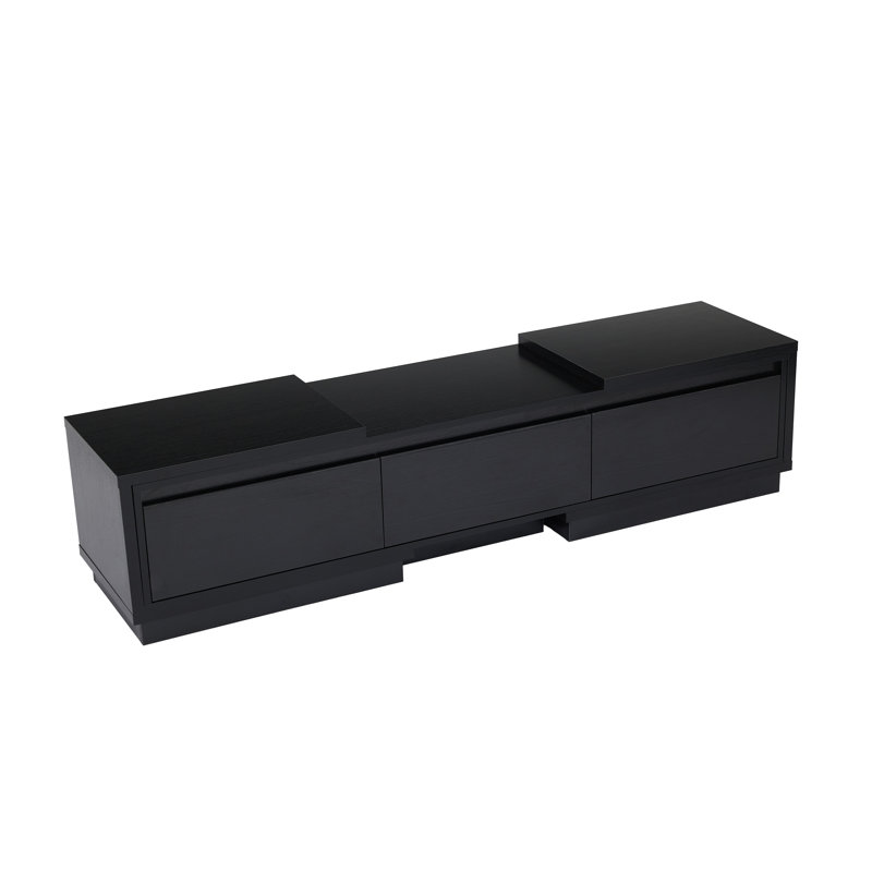 Youssouf Extendable TV Stand with Three Drawers, Black