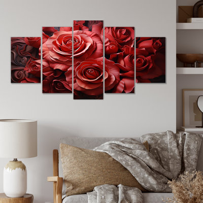 Art mural rouge sur toile «Red Classic Rose Resencer II - Roses»