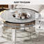 Table basse ronde à miroir avec diamant concassé, table basse à 2 niveaux avec rangement en verre pour le salon, argent-717564122