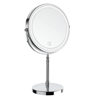 Miroir de maquillage éclairé, miroir grossissant à double face rechargeable 3 000 Mah avec 3 couleurs, 1 x / 10 x 360? Miroir de coiffeuse rotatif