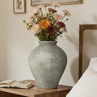 Vase de table décoratif, pot de céramique rustique tacheté
