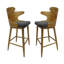 Tabourets de bar rembourrés Mid-Century [ensemble de 2 pièces], gris anthracite et naturel-995877305-995877311