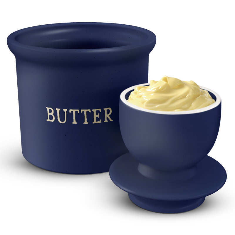Kook Ceramic Butter Dish, Navy Blue