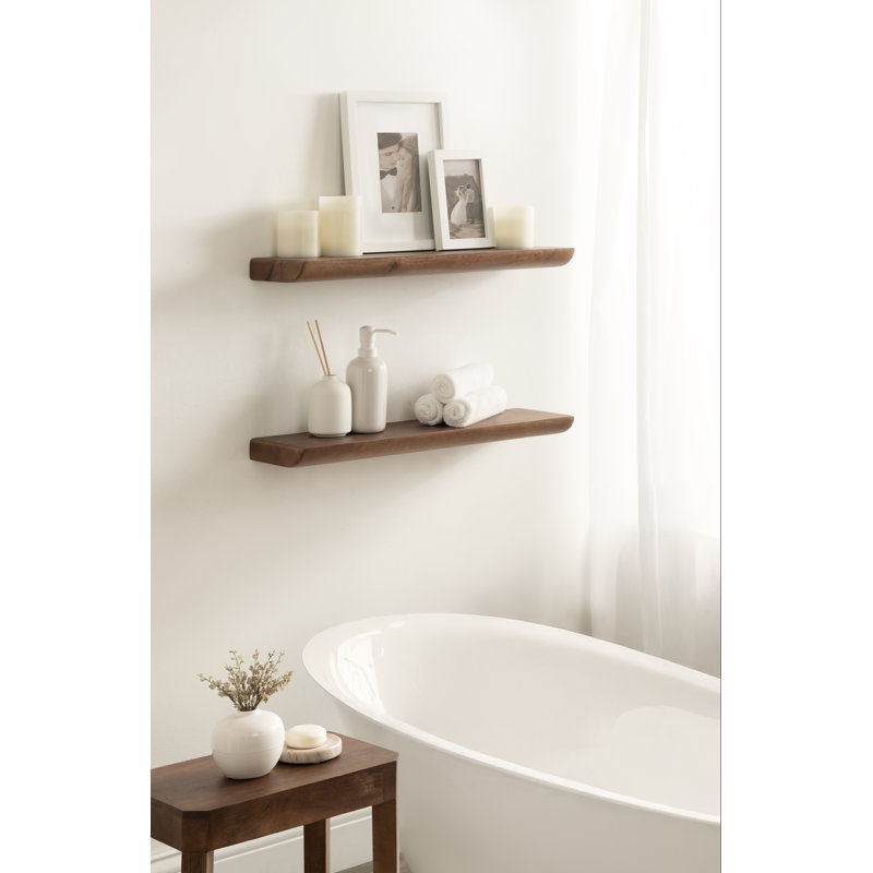 Burena Mango Wood Two-Piece Floating Shelf Set