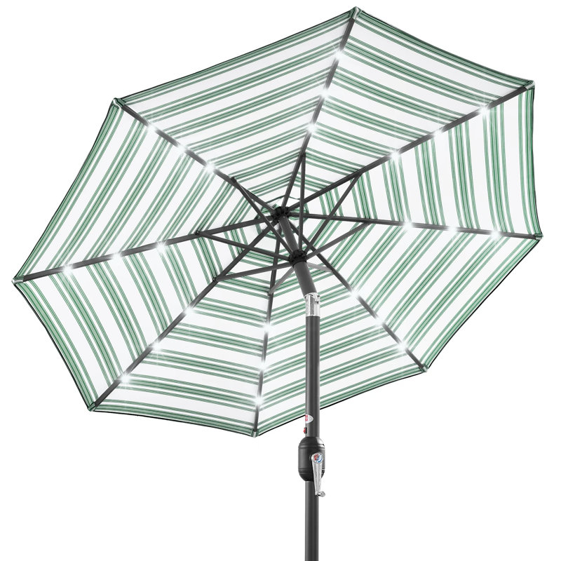 Parasol solaire rayé à DEL, Vert rayé