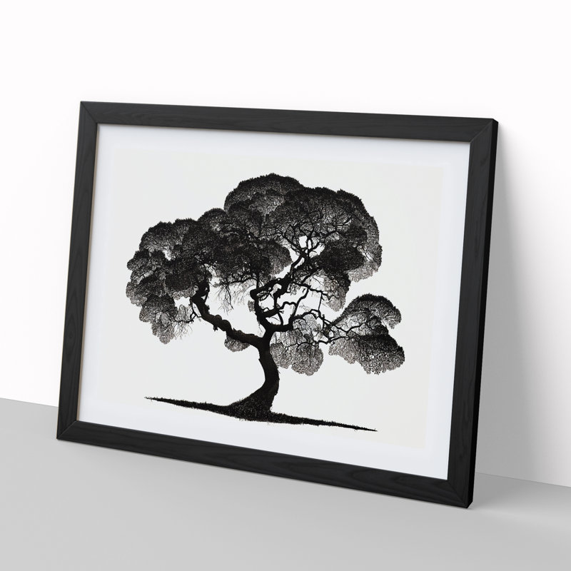 Entrancing Tree - Single Picture Frame Print, Black, 46cm H x 64cm W x 2cm D