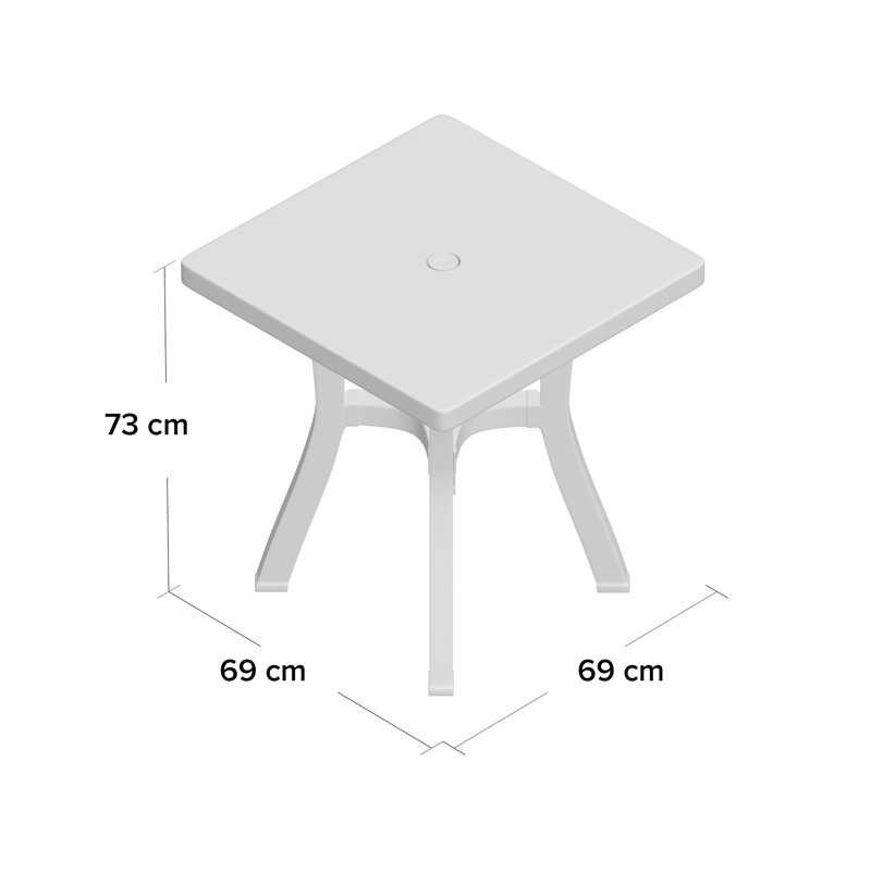 Square Outdoor Bistro Table With Umbrella Hole , 69cm cm W 69cm cm D, Forest Green